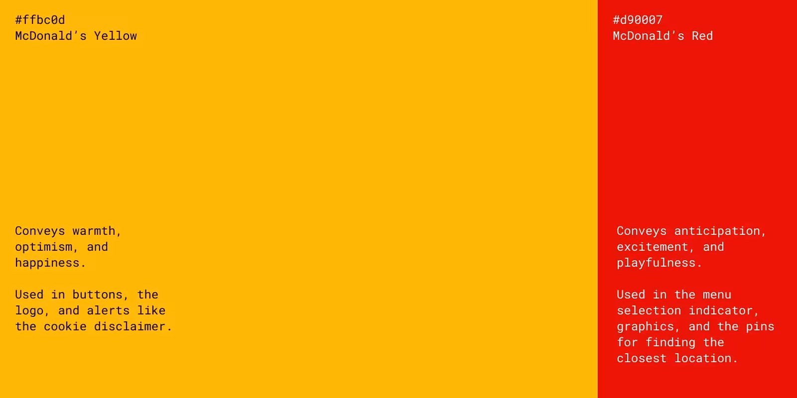 An image of McDonald's Yellow and McDonald's Red in a color combination together.
